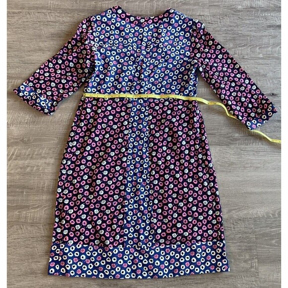 Boden Women's 3/4 Sleeve V-Neck Pink And Blue Floral Shift Dress Size 4L - Picture 4 of 8